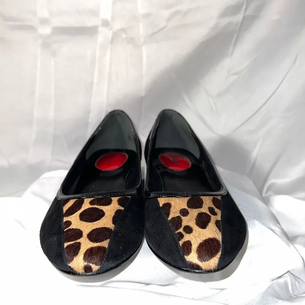 J Renee suede flats animal print insert‎ patent leather accent size 6.5